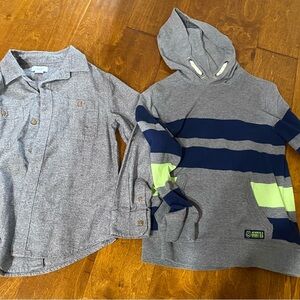 Size Youth Medium Old Navy Gray Button Down Shirt & Gap Kids Striped Hoodie Set